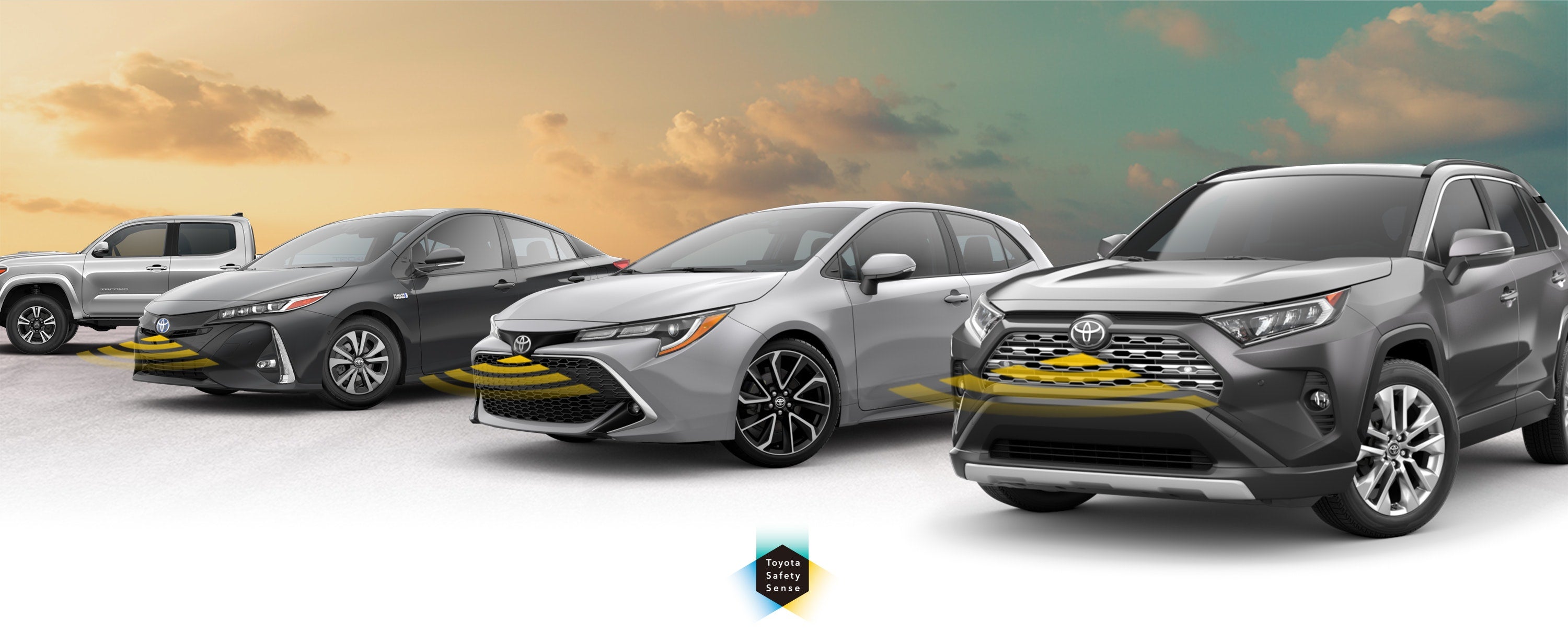 Toyota Safety Sense: Designed for Safety. Options shown on Toyota models including RAV4, Tacoma, and Camry, available now at Toyota of Grand Rapids in Grand Rapids MI.