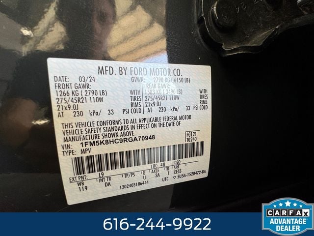 2024 Ford Explorer Platinum 3.0 Liter V6 EcoBoost 4WD
