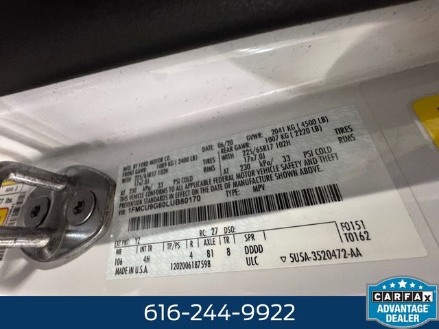 2020 Ford Escape SE 1.5 Liter EcoBoost AWD