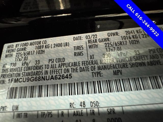 2022 Ford Escape SE 1.5 Liter EcoBoost AWD