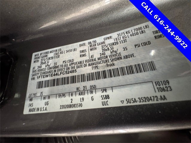 2020 Ford F-150 XLT 3.5 Liter V6 EcoBoost SuperCrew 4WD