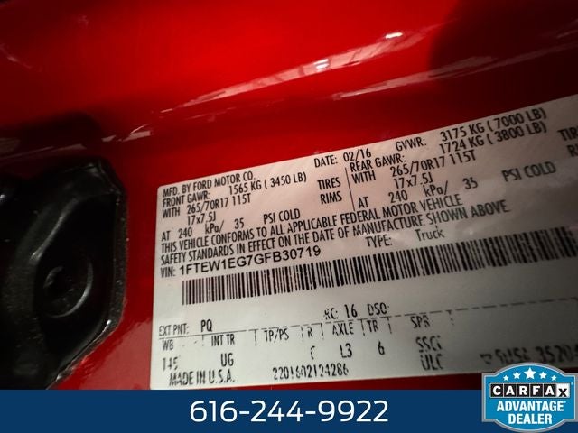 2016 Ford F-150 XLT 3.5 Liter V6 SuperCrew 4WD