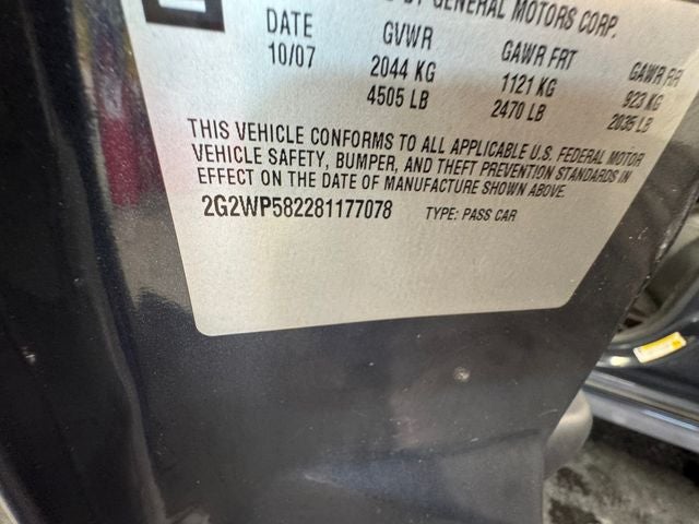 2008 Pontiac Grand Prix Base 3.8 Liter V6