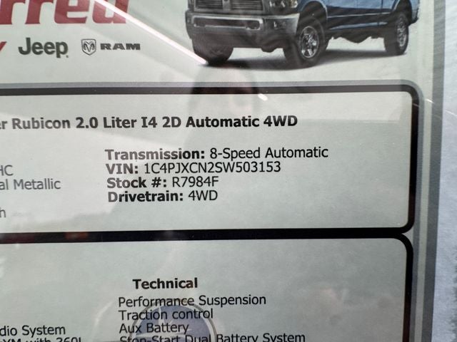 2025 Jeep Wrangler Rubicon 2.0 Liter I4 2D Automatic 4WD