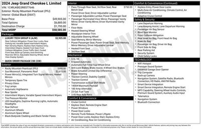 2024 Jeep Grand Cherokee L Limited 3.6 Liter V6 4WD