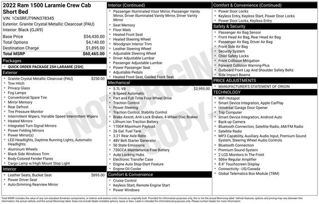 2022 RAM 1500 Laramie Crew Cab 4x4 5'7' Box