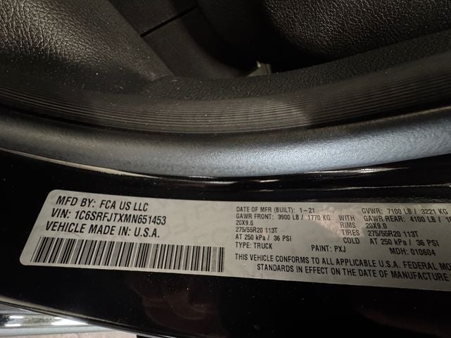 2021 RAM 1500 Laramie 5.7 Liter V8 Hemi Crew Cab 4WD