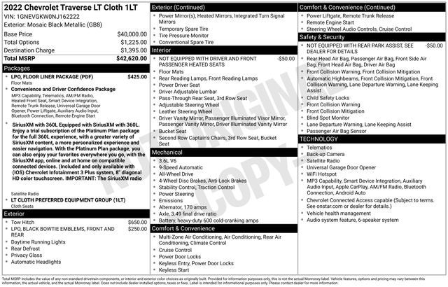 2022 Chevrolet Traverse AWD LT Cloth