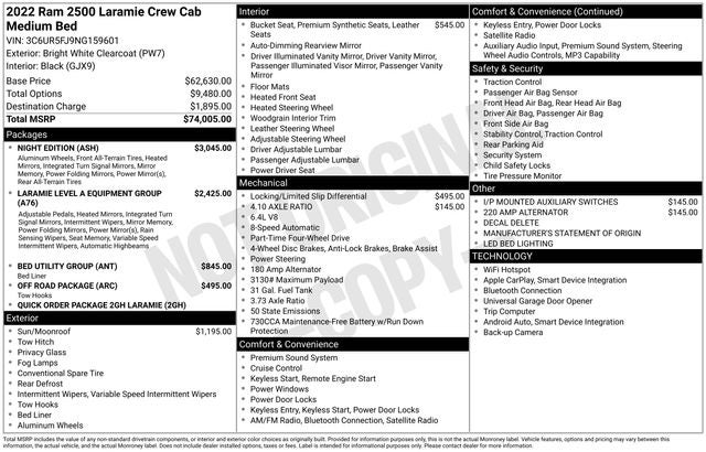 2022 RAM 2500 Laramie Crew Cab 4x4 6'4' Box