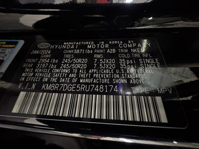 2024 Hyundai Palisade Calligraphy Night Edition 3.8 Liter V6 AWD 3rd Row Seating