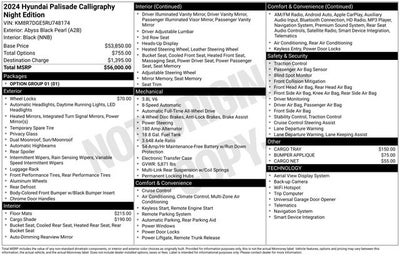2024 Hyundai Palisade Calligraphy Night Edition 3.8 Liter V6 AWD 3rd Row Seating