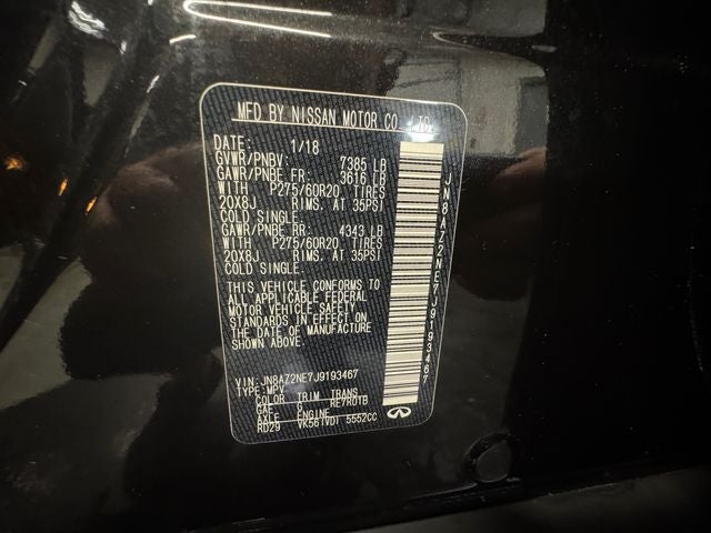 2018 INFINITI QX80 Base 5.6 Liter V8 4WD