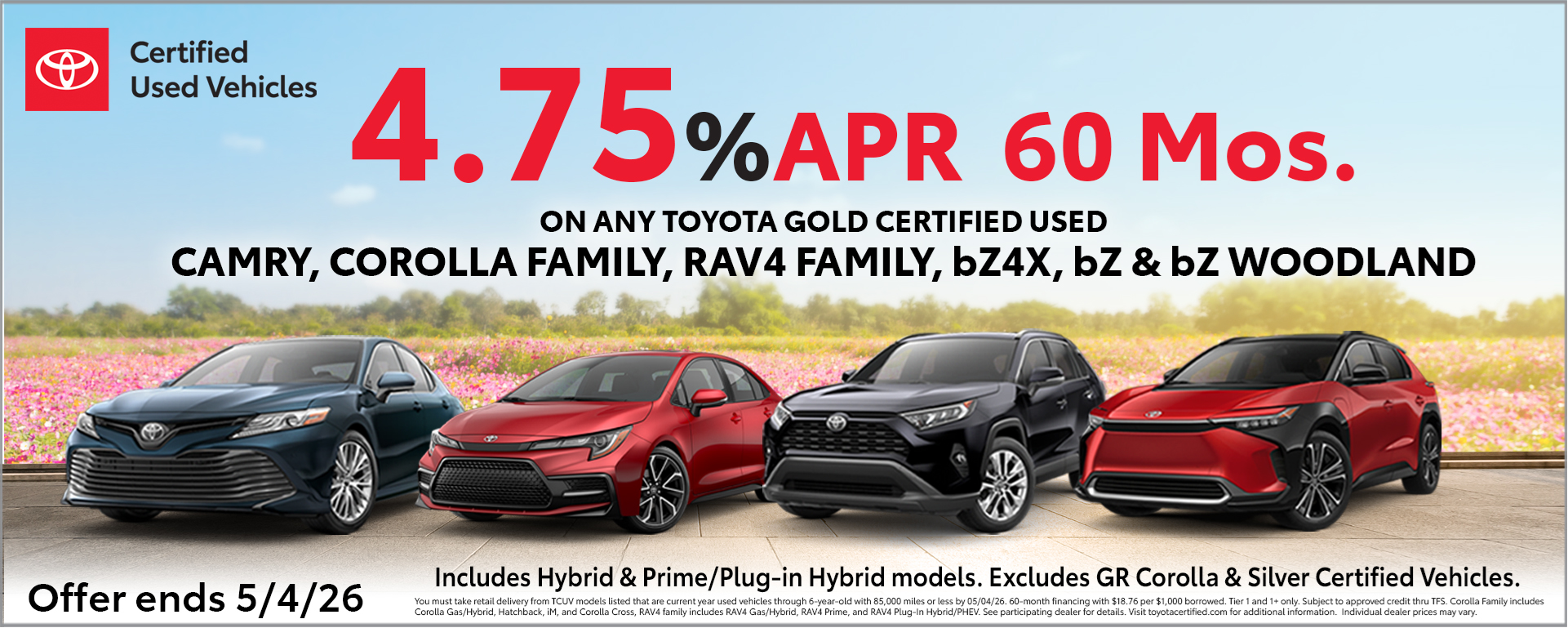$.75% APR 60 Months