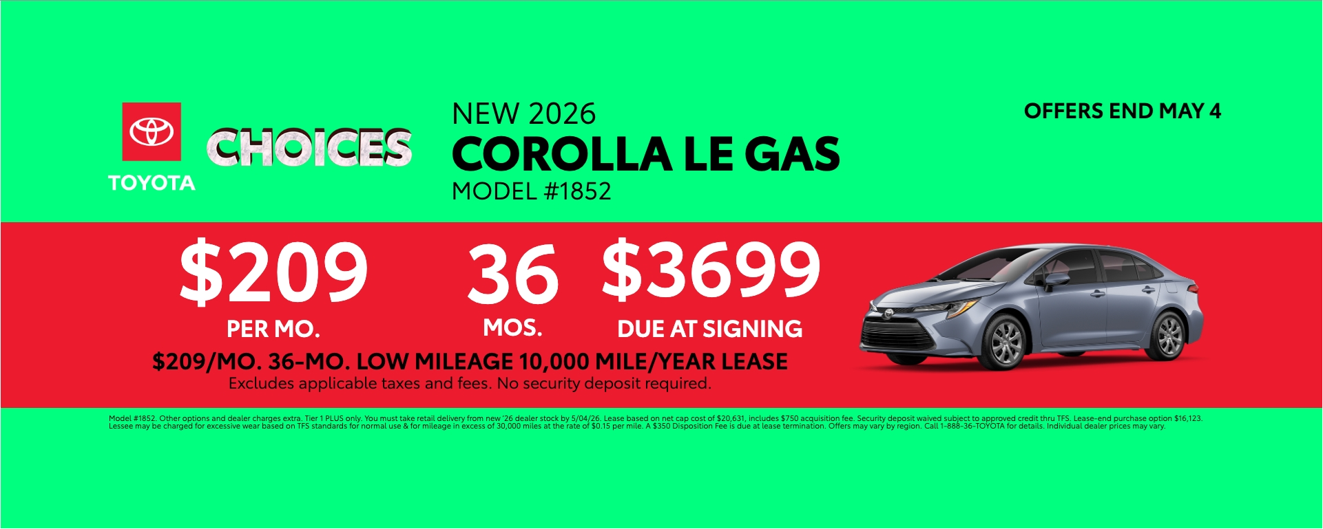 New 2026 Corolla LE GAS