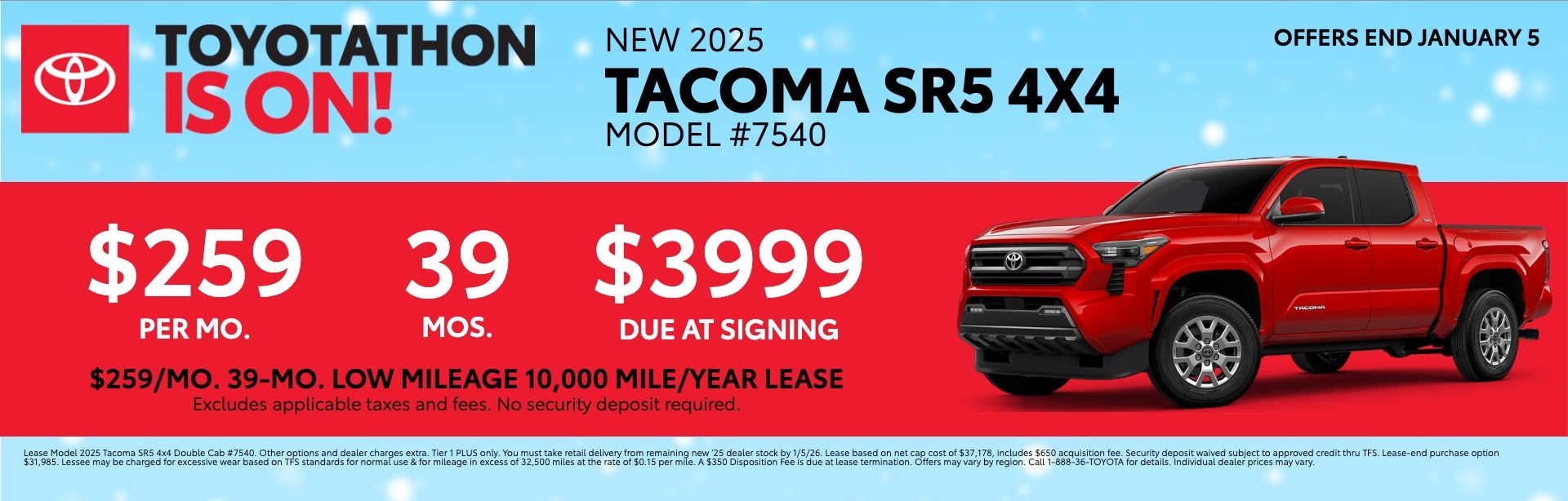 2025 Tacoma SR5 4x4 Lease Offer