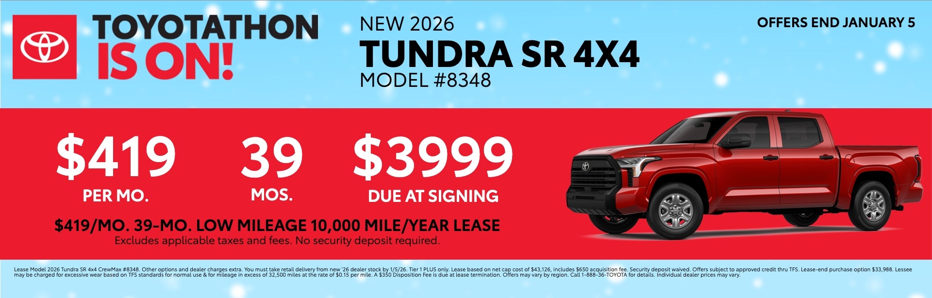 2026 Tundra SR 4x4 Lease Offer